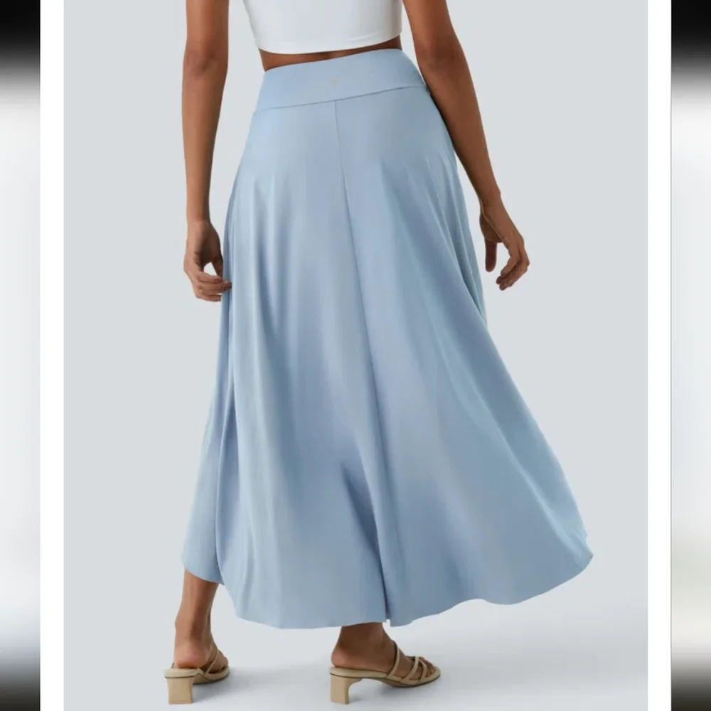 NWT Halara Breezeful 2-in-1 maxi skort high waist Asimetrica light blue ballad L - Picture 3 of 14